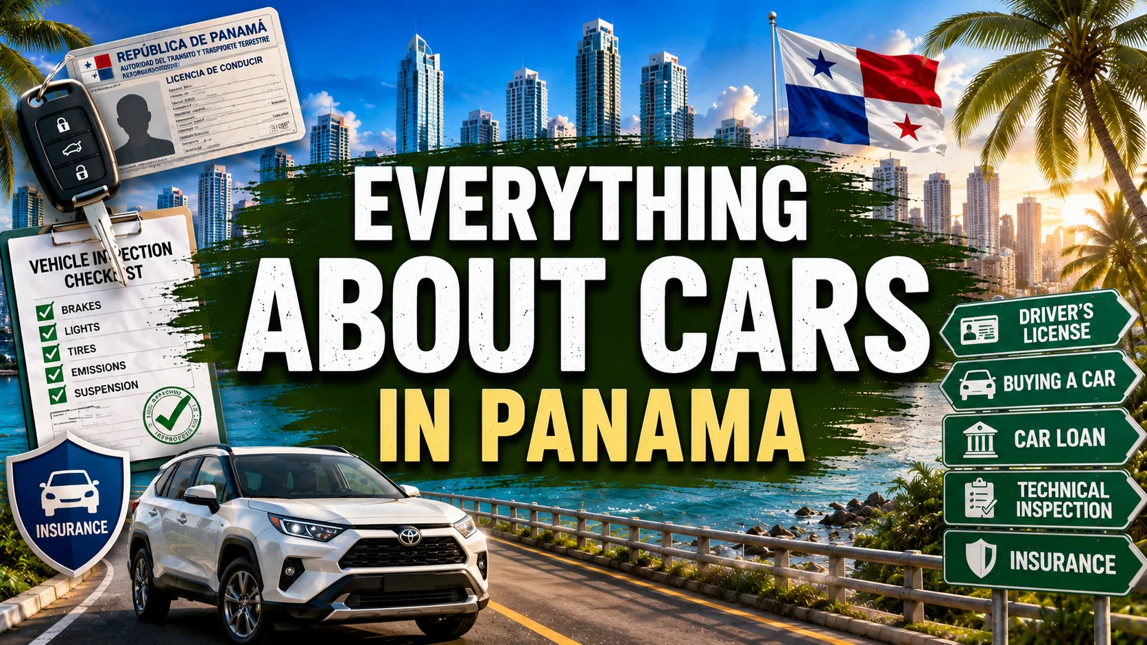 Everything about cars in Panama with license, insurance, inspection and road signs